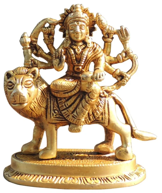 Durga Maa Idol in Brass, 4.2 inch, 520 g