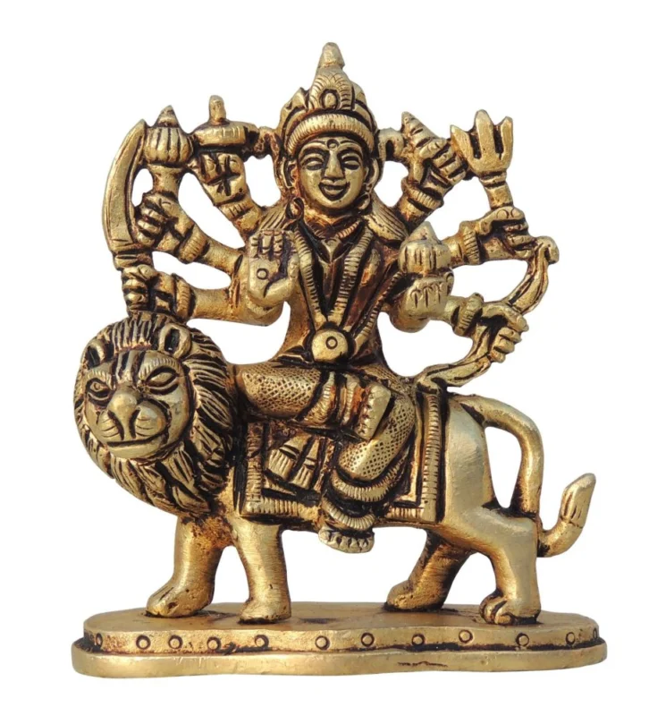 Durga Maa Idol in Brass, 3.5 inch, 360 g