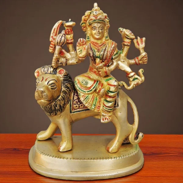 Durga Maa Idol in Brass, 5.7 inch, brass, Vedikcraft Moradabad