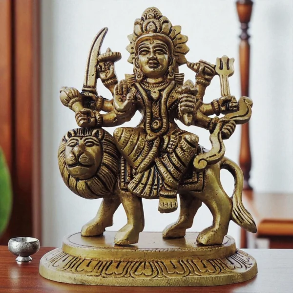 Durga Maa Idol in Brass, 5 inch, brass, Vedikcraft Moradabad