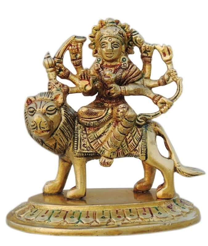 Durga Maa Idol in Brass, 4 inch, 560 g