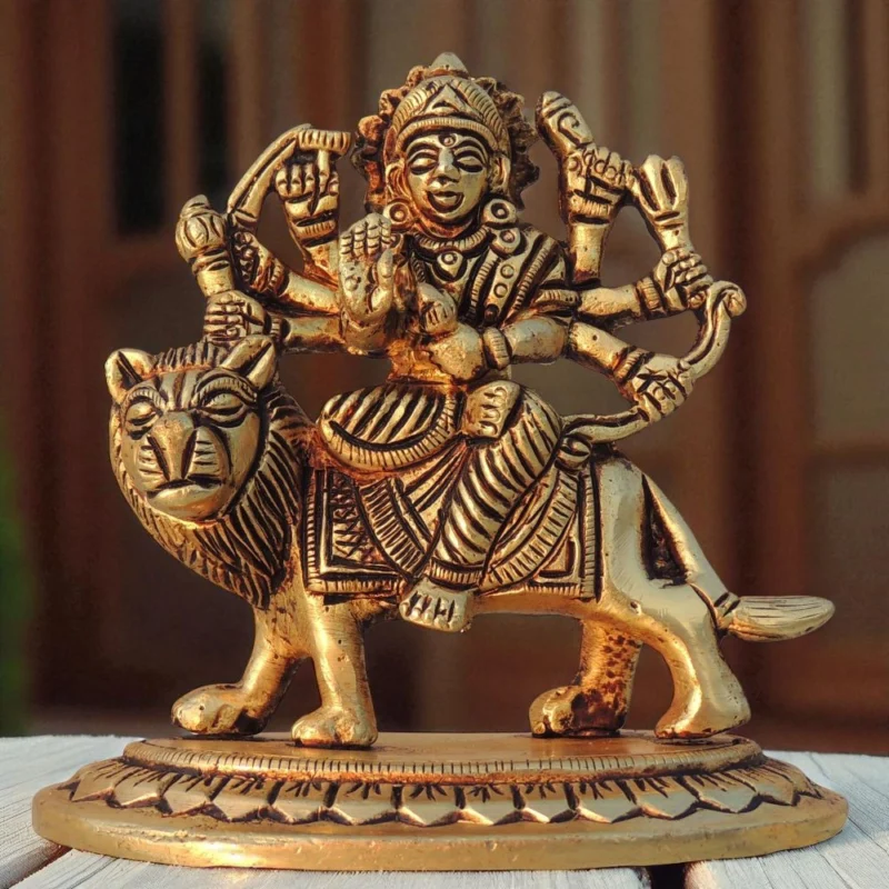 Durga Maa Idol in Brass, 4 inch, 680 g – for Home Mandir
