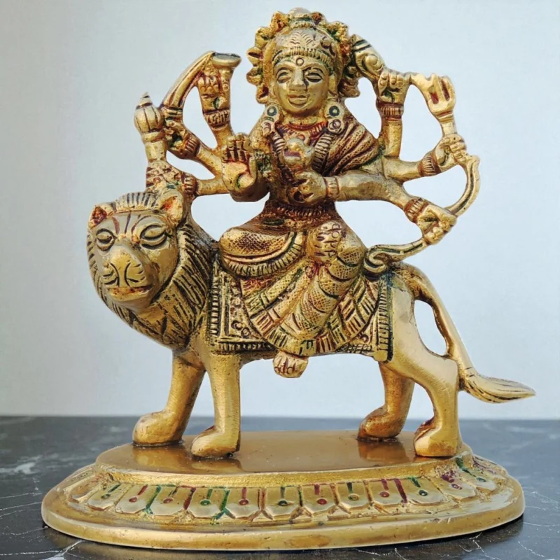Durga Maa Idol in Brass, 4 inch, 560 g – for Home Mandir