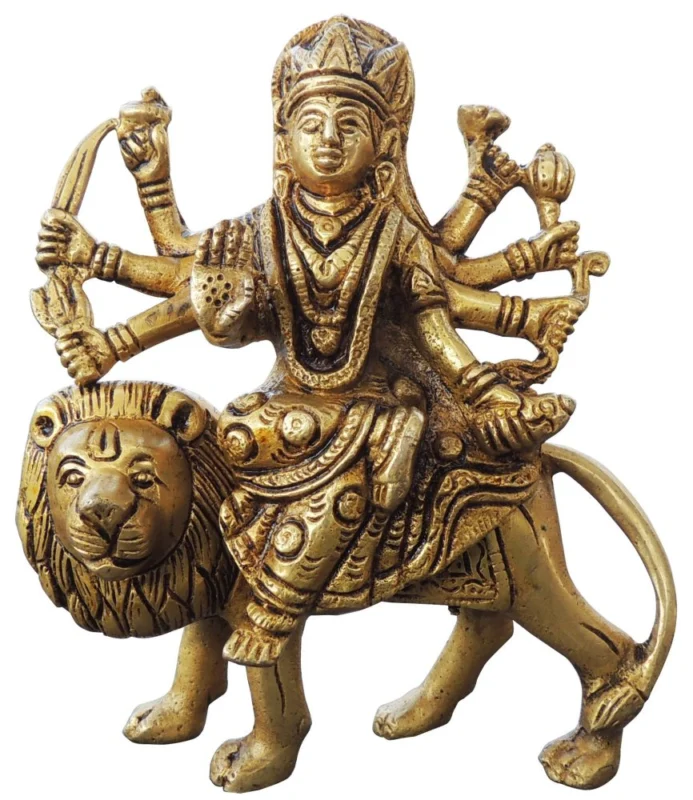Durga Maa Idol in Brass, 5.5 inch, 940 g