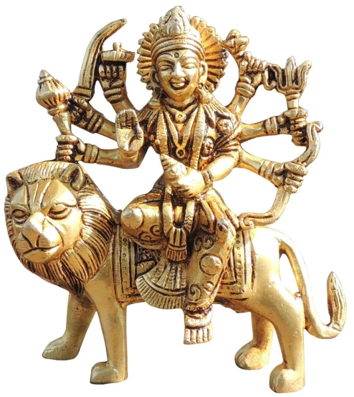 Durga Maa Idol in Brass, 5.5 inch, 1.02 kg