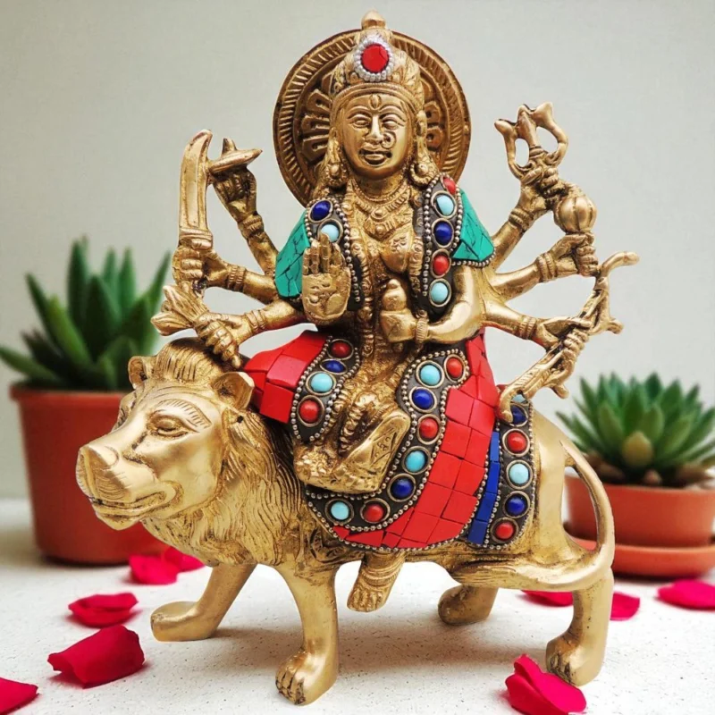 Durga Maa Idol in Brass, 8 inch, 2.29 kg – for Pooja Room