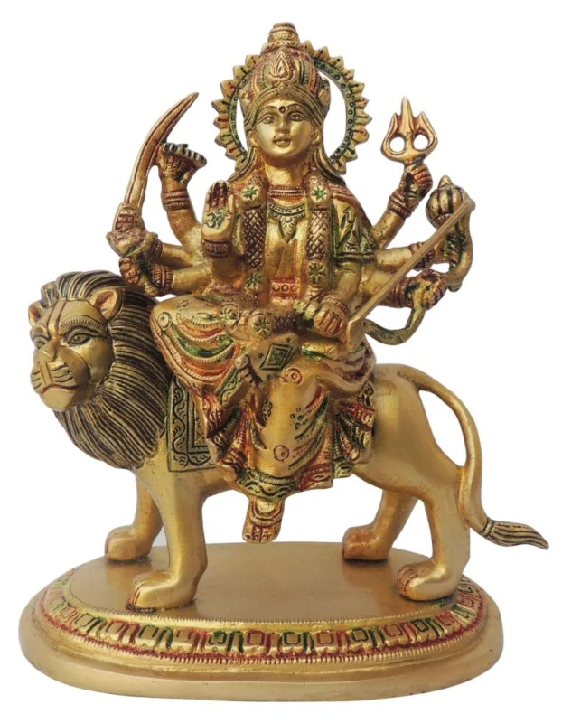Durga Maa Idol in Brass, 9.2 inch
