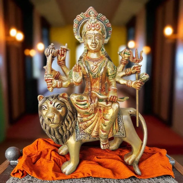 Durga Maa Idol in Brass, 10.5 inch, brass, Vedikcraft Moradabad