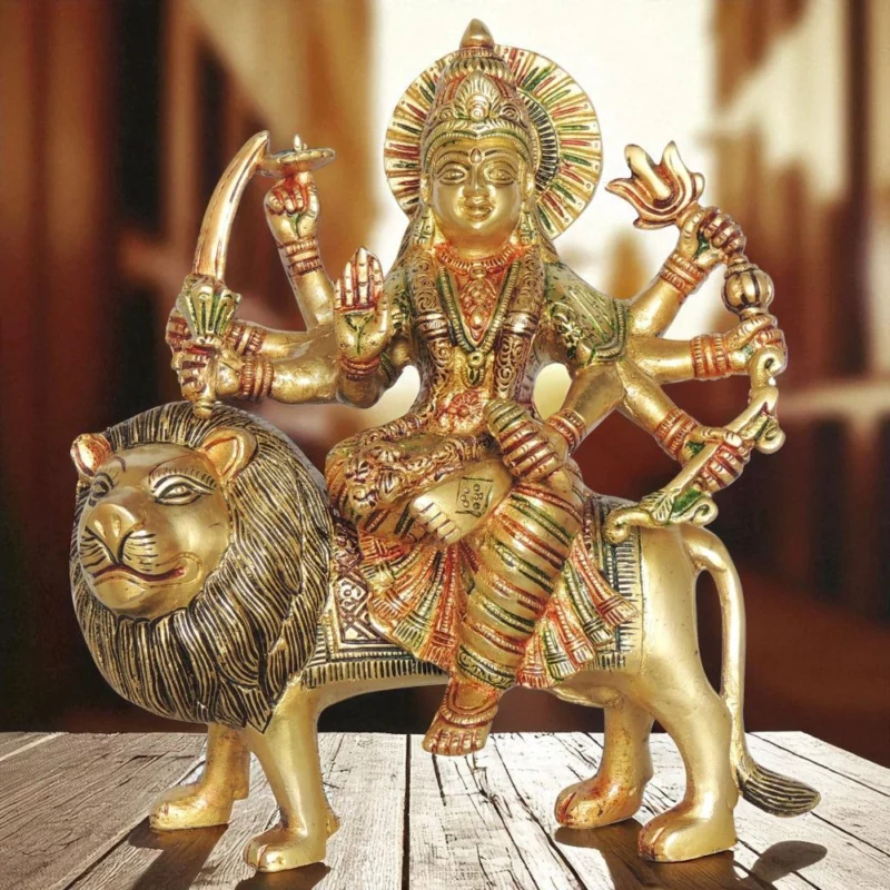 Durga Maa Idol in Brass, 9 inch, 3.16 kg – for Pooja Room