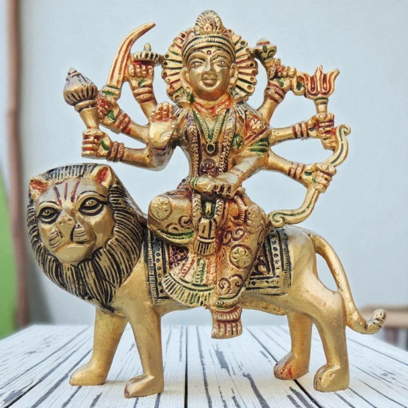 Durga Maa Idol in Brass, 5.2 inch – for Home Mandir