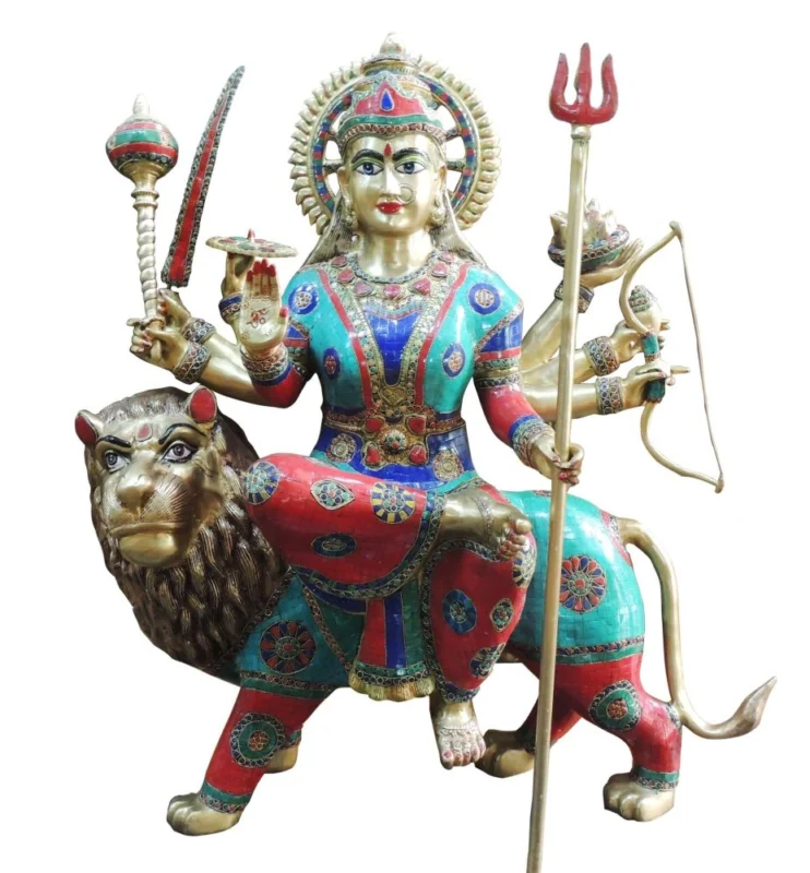 Durga Maa Idol in Brass (Lacquer)