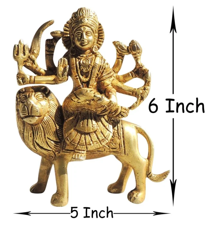 Durga Maa Idol in Brass (Super Fine), 6 inch