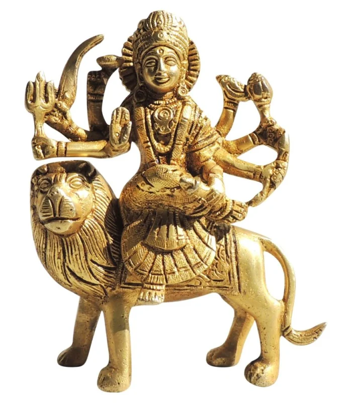 Durga Maa Idol in Brass (Super Fine), 6 inch