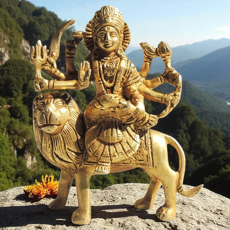Durga Maa Idol in Brass (Super Fine), 6 inch – for Home Mandir