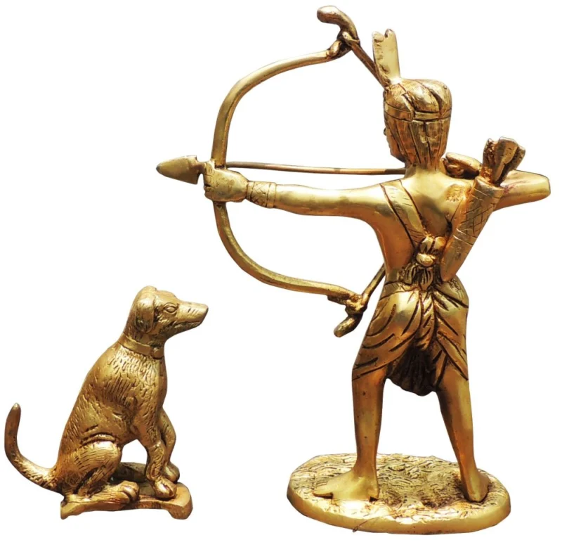 Brass eklavya Figurine, 9 inch