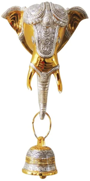 Brass Pooja Bell (Ghanti) (Face), 10.5 inch, brass, Vedikcraft Moradabad