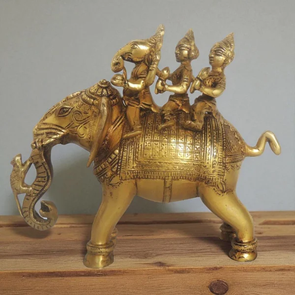 Brass Elephant Showpiece (Ganesh), 7.5 inch, brass, Vedikcraft Moradabad