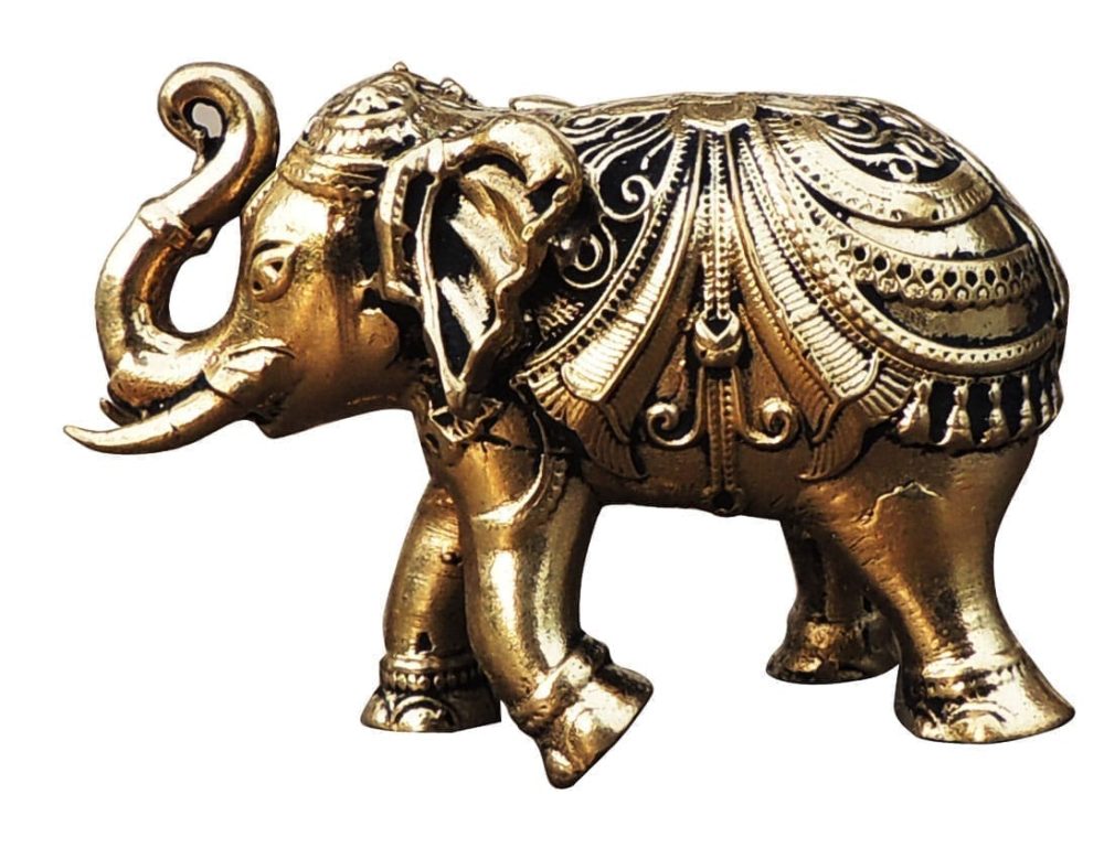 Brass Elephant Showpiece, 1.2 inch, brass, Vedikcraft Moradabad
