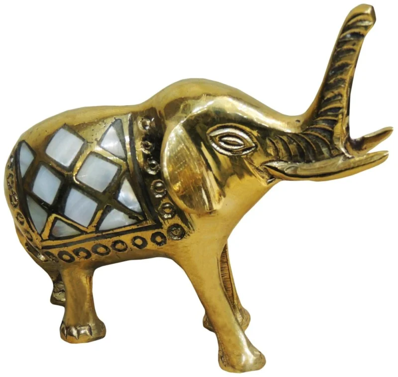 Brass Elephant Showpiece (Seep), 3.5 inch – for Vastu and Décor