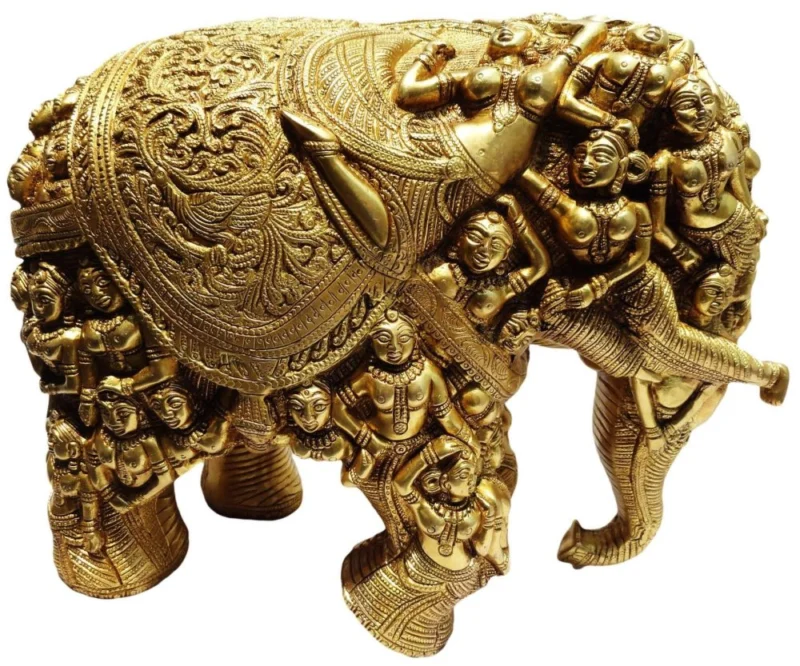 Brass Elephant Showpiece, 13 inch