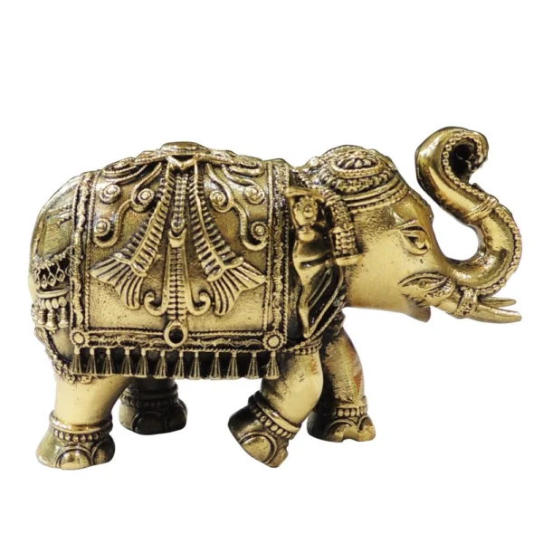 Brass Elephant Showpiece, 2.5 inch, 120 g, brass, Vedikcraft Moradabad