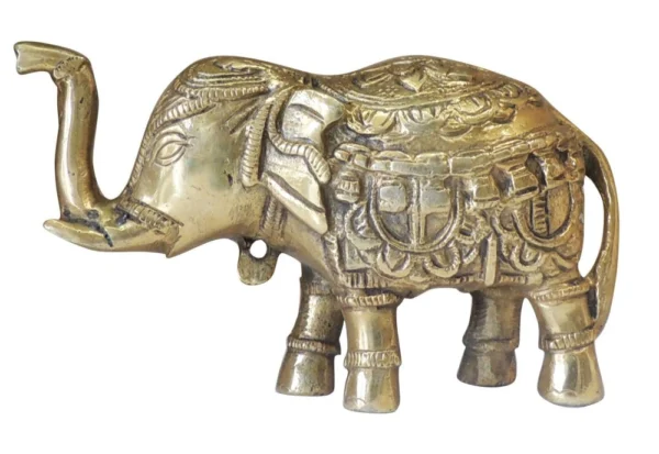 Brass Elephant Showpiece, 3.2 inch, brass, Vedikcraft Moradabad