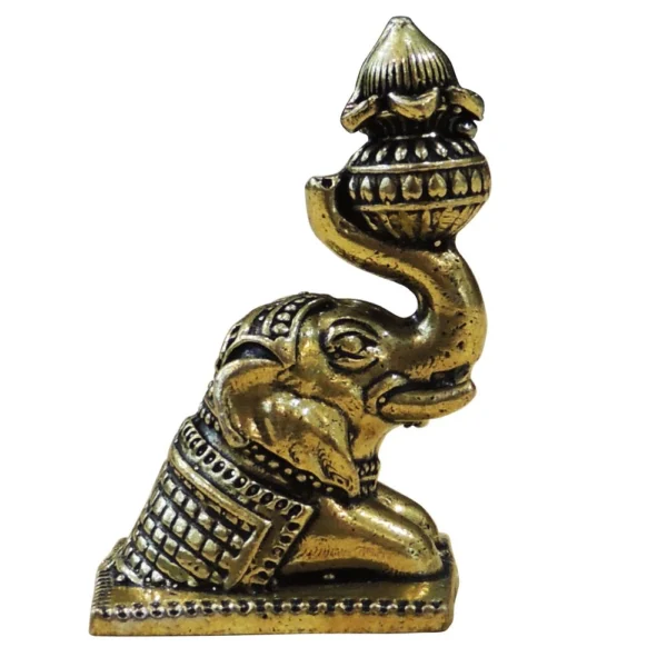 Brass Elephant Showpiece (Laddu), 2 inch, brass, Vedikcraft Moradabad