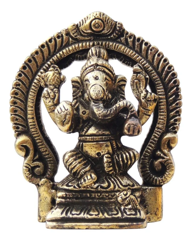 Ganesh Ji Idol in Brass (Circle), 3.1 inch