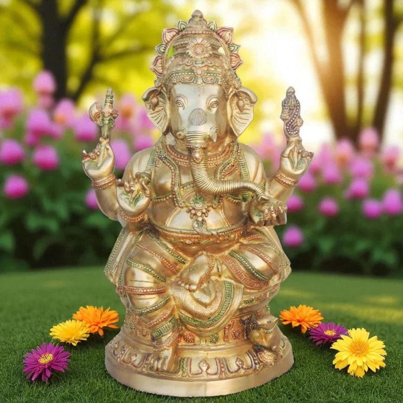 Ganesh Ji Idol in Brass (Big), 26.8 inch – for Temple and Entrance