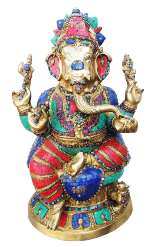 Ganesh Ji Idol in Brass (Big), 27.2 inch