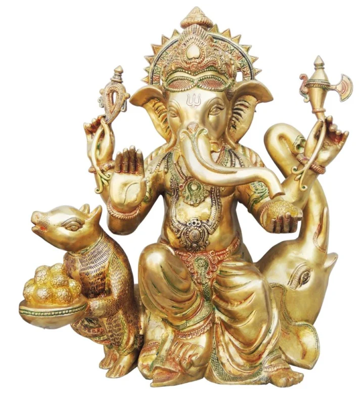 Ganesh Ji Idol in Brass (Big), 20.7 inch