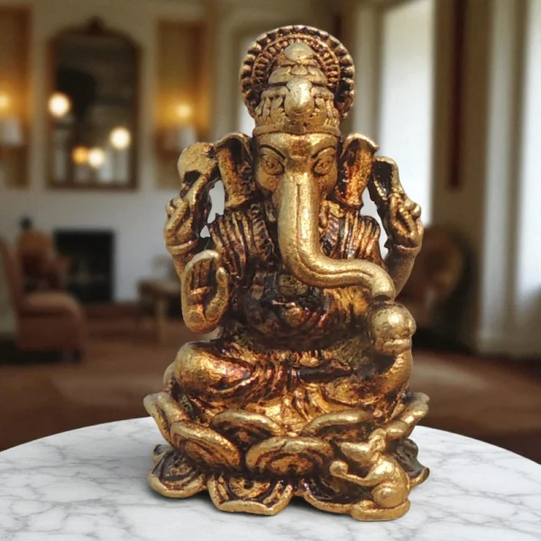 Ganesh Ji Idol in Brass, 1.3 inch, brass, Vedikcraft Moradabad