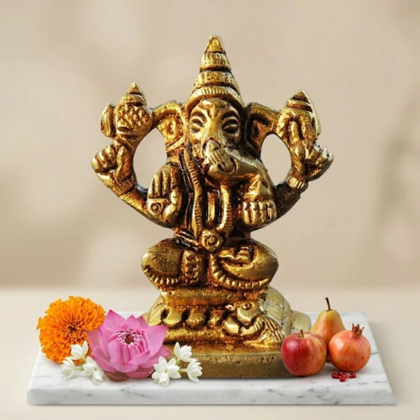 Ganesh Ji Idol in Brass, 2 inch, design BS1785-G, brass, Vedikcraft Moradabad