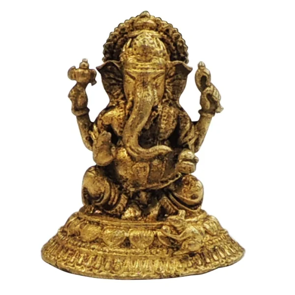 Ganesh Ji Idol in Brass, 1.5 inch, 30 g, brass, Vedikcraft Moradabad