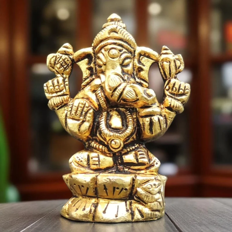 Ganesh Ji Idol in Brass, 2.2 inch, 120 g – for Desk and Car