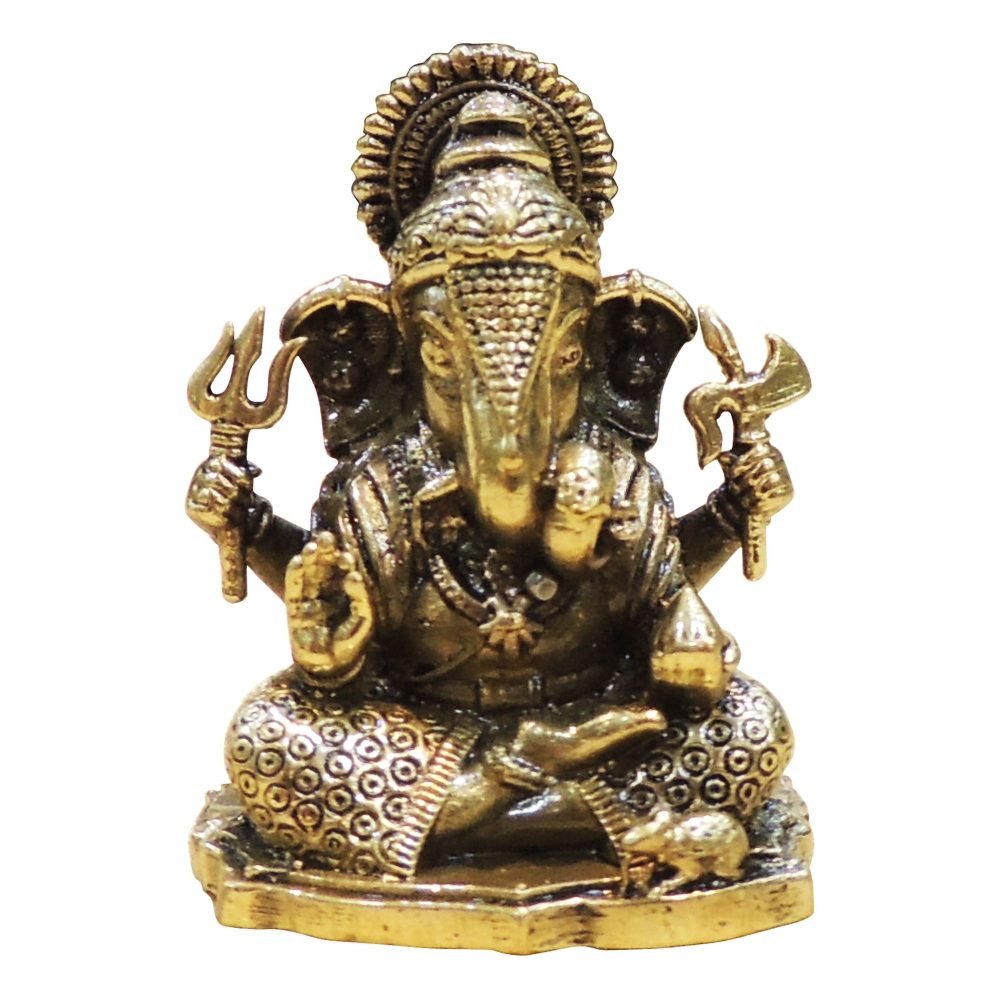 Ganesh Ji Idol in Brass, 2 inch, brass, Vedikcraft Moradabad