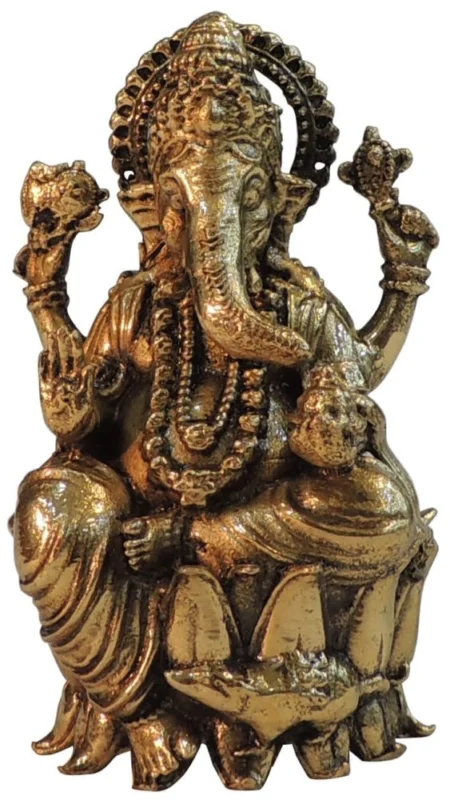 Ganesh Ji Idol in Brass, 3 inch, design BS1822-G – for Desk and Car