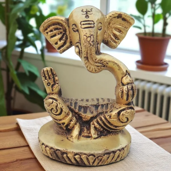 Ganesh Ji Idol in Brass, 2.7 inch, brass, Vedikcraft Moradabad