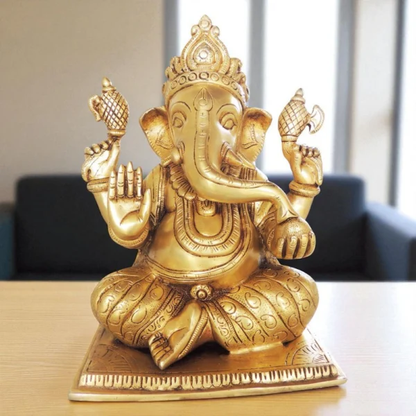 Ganesh Ji Idol in Brass, 13 inch, brass, Vedikcraft Moradabad