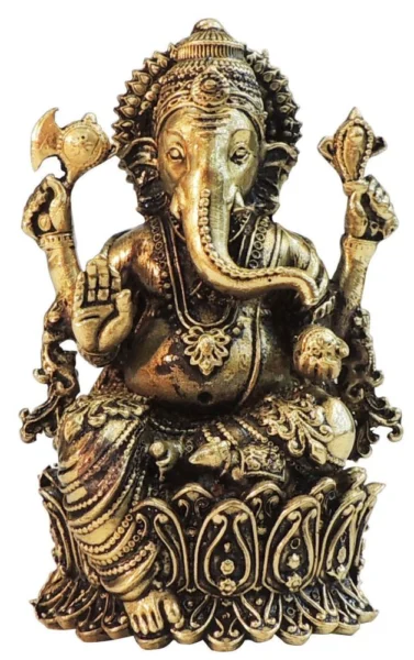 Ganesh Ji Idol in Brass, 4.2 inch, 240 g, brass, Vedikcraft Moradabad