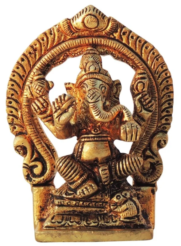 Ganesh Ji Idol in Brass, 3.5 inch, 260 g