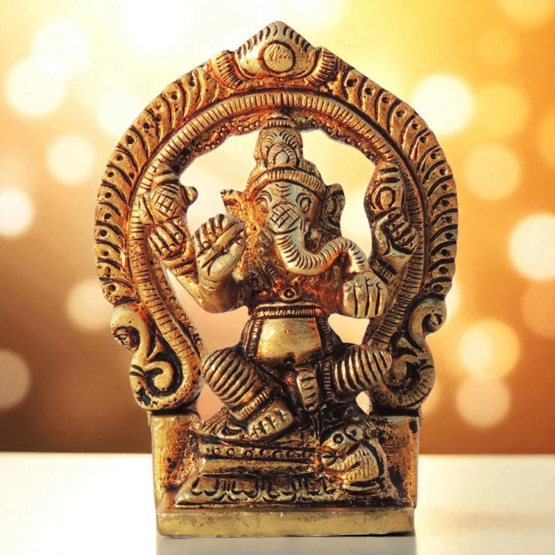 Ganesh Ji Idol in Brass, 3.5 inch, 260 g – for Desk and Car