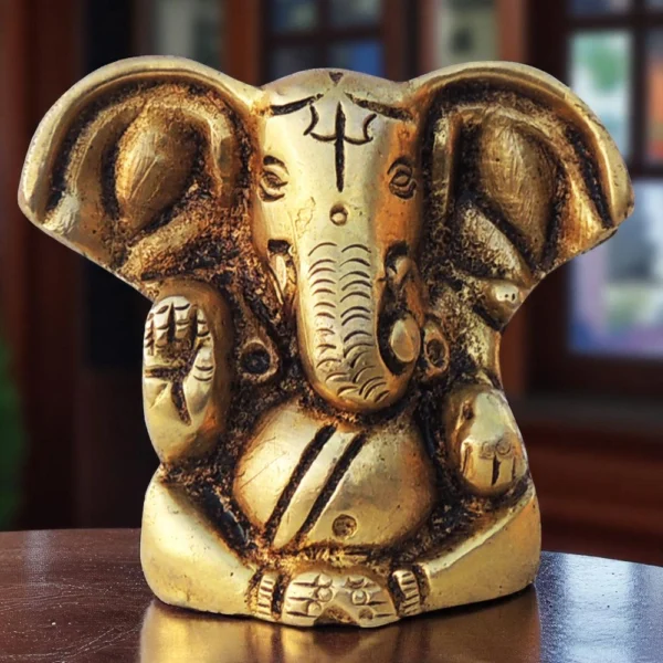 Ganesh Ji Idol in Brass, 1.8 inch, brass, Vedikcraft Moradabad