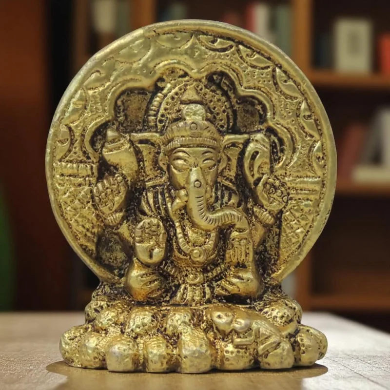 Ganesh Ji Idol in Brass, 2.5 inch, design BS1713-G – for Desk and Car