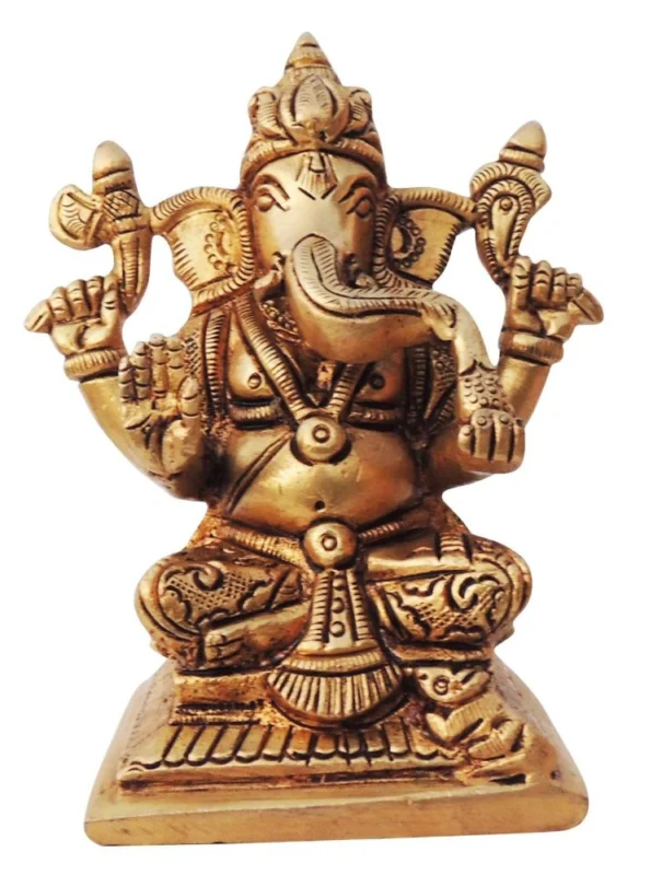 Ganesh Ji Idol in Brass, 4.2 inch, 660 g