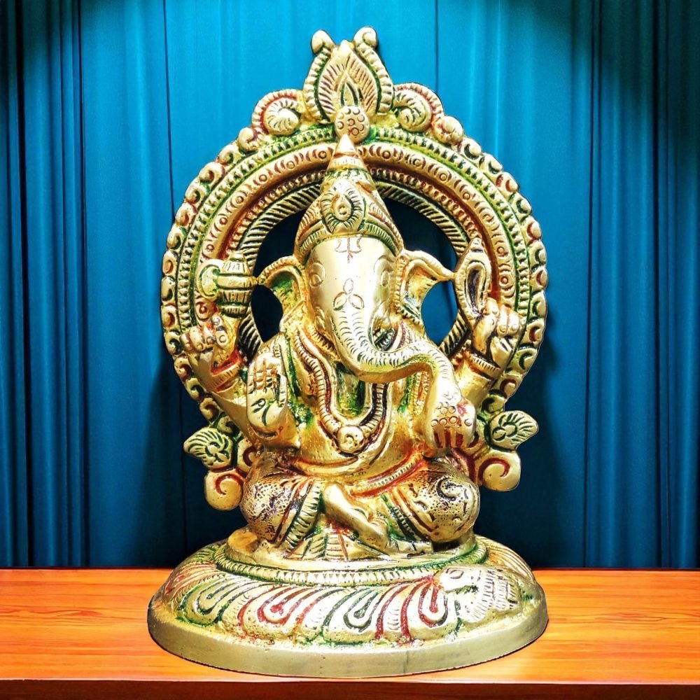 Ganesh Ji Idol in Brass, 5.5 inch, brass, Vedikcraft Moradabad