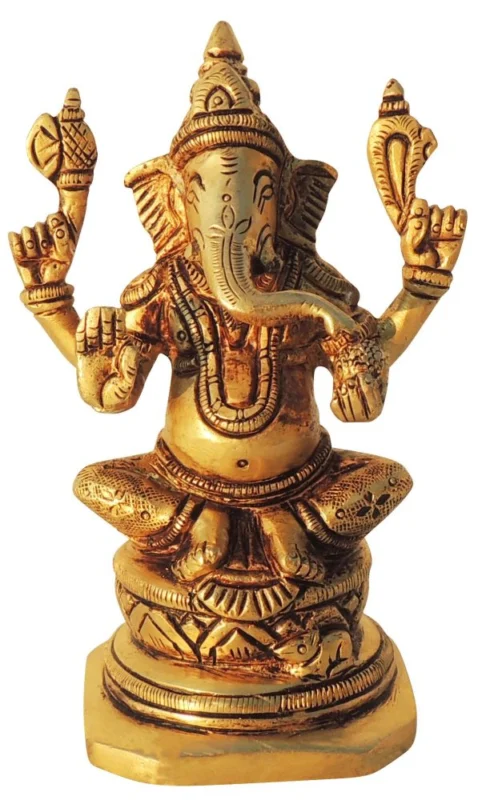 Ganesh Ji Idol in Brass, 4.5 inch, 680 g