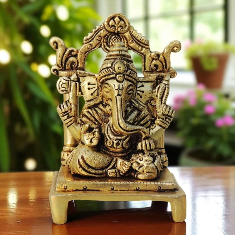 Ganesh Ji Idol in Brass, 4.5 inch, 540 g – for Home Mandir