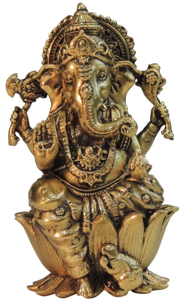Ganesh Ji Idol in Brass, 4.5 inch, brass, Vedikcraft Moradabad