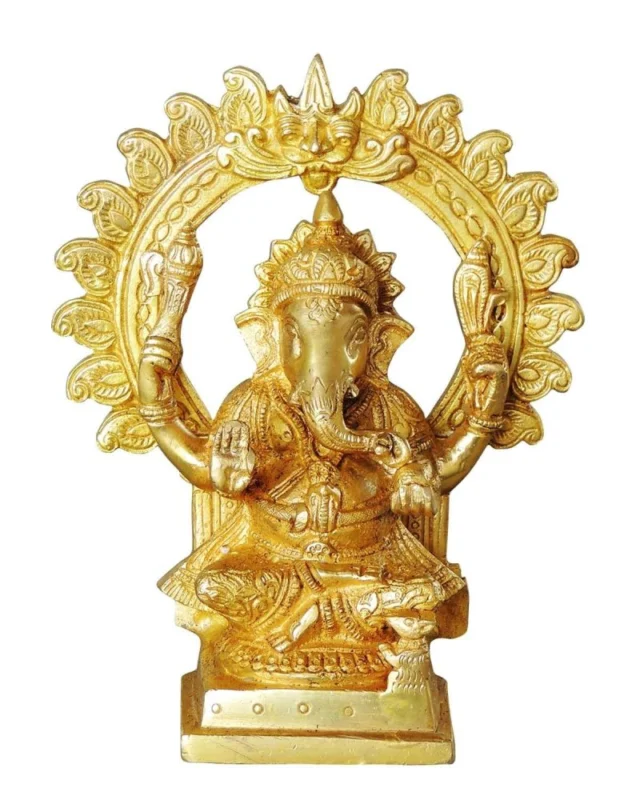 Ganesh Ji Idol in Brass, 7 inch, 1.66 kg – for Home Mandir